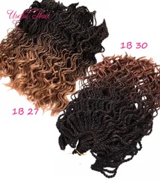Новый стиль Preed Curl Сенегальские вязаные крючком косы для волос 16 дюймов полуволна полукудрявые вьющиеся наращивание волос синтетические braidi8545368