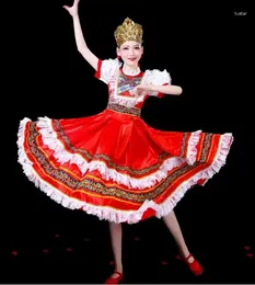 Bühnenkleidung, russisches Damen-Tanzkleid, Folk-Performance-Kleidung, ethnischer langer Stil