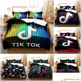 Bedding Sets Popor App Tiktok Pattern Duvet Er With Pillow Set Single Double Twin Fl Queen King Size For Bedroom Decor Drop Delivery Dhk2A