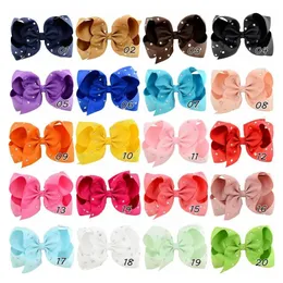 Mengna 5.5 Ribbon Hair Bow Rhinestone Camouflage Solid Hair Bow with Clips Big Hair Bow Girls Hair Accessories20pc 240103