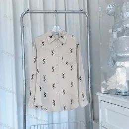 2024SS Designer Damen Loses Hemd Top Mode Alphabet Print Sommer Sexy Transluzente Sonnenschutzbluse Lässige lange Ärmel