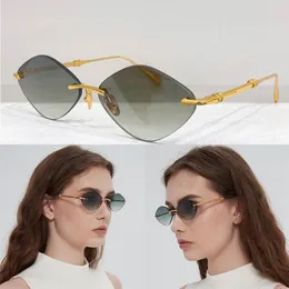 Kvinnor The Skyline Solglasögon Designer Menskvinnor Frameless Gold Metal Metal Mirror Legs Moderna Fashion Solglasögon med låda