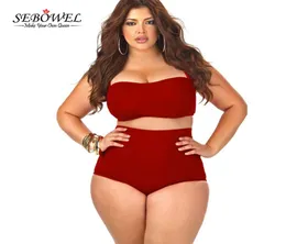 SEBOWEL Sexy Plus Size Swimwear Womens High Waist Bikini Set 2019 Summer Swimsuit Sexy Large Female Bikinis Bathing Suits 5XL6712038