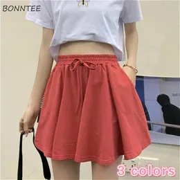 Saias shorts mulheres adorável na moda verão ulzzang wideleg elegante chique doce meninas curto allmatch bolso faculdade cintura alta mulheres