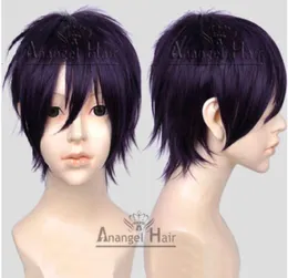 Парик для косплея Noragami Yato, короткие многослойные синтетические волосы, фиолетовые полные парики 4494444
