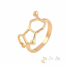 Bandringar Everfast 10pc Lot Whole Molece Ring Chemistry Jewelry Neurotransmitter Science Women Men Finger Rings kan blanda färg EFR076 DHBNK