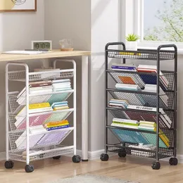Küchenaufbewahrung Aoliviya Offizielles Bücherregal, Bodenwagen, tragbares Bücherregal mit Rollen, einfaches Organisieren für Schreibtischkante aus Eisen