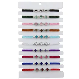 Armreifen neu gestaltet hochwertiges, benutzerdefiniertes, geflochtenes Armband Multi Cross Line Armband und Girl's Cross Anhänger