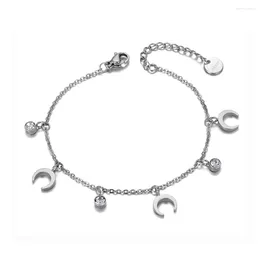 Braccialetti con ciondoli Moda Acciaio inossidabile Luna Cristallo CZ per donne Ragazze Bracciale con maglie a catena Bohemia B19138