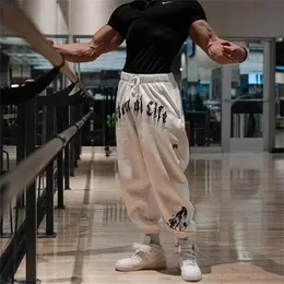 Y2K Autumn Men Streetwear Baggy Cargo Pants Fitness Gym Joggers Sweatpants Parachute High midja breda benbyxor Bottenkläder 240103