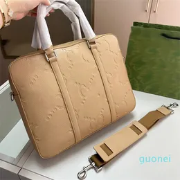 Luxury designer embossed big letter tote men's casual business leather shoulder work travel bag women's mess