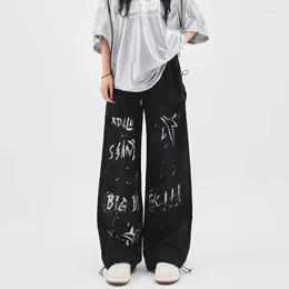 Women's Pants 2024 Hand-painted Graffiti Y2k Baggy Women High Streetwear Vintage Thin Trousers Drawstring Bunched Leg StreetPants