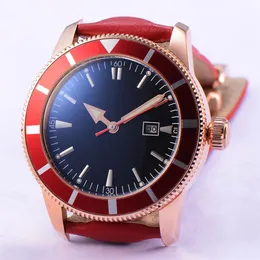 1798 Bliger 46mm caixa de aço ouro rosa mostrador preto movimento automático relógio masculino276b