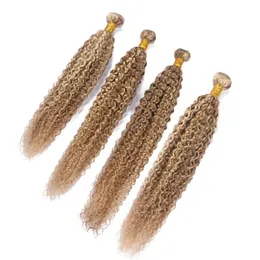 Tramas # 27/613 Piano Cor Peruano Cabelo Humano Tecelagem 4 Pcs Kinky Curly Extensões de Trama Destaque Misto Piano Cor Virgem Cabelo Humano Wea