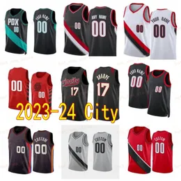 Homens Mulheres City Basketball Scoot Henderson Jersey 00 Anfernee Simons 1 Jerami Grant 9 Shaedon Sharpe 17 Matisse Thybulle 4 Jabari Walker 34 Ganhou a cor da equipe