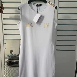 vestito da donna gonna firmata moda donna tinta unita stampa lettera oro pacchetto grafico abiti alla moda casual slim senza maniche girocollo pullover abiti lunghi sexy