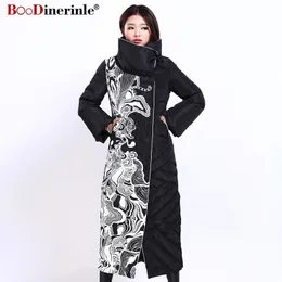 Jackets Winter Jacket Women Xlong Print Slim Thick White Duck Down Coat Elegant Fashion Female Warm Overcoat Boodinerinle Yr159