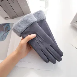 Guantes Guantes de cinco dedos Guantes de invierno para mujer Guantes cálidos de piel para mujer Mitones con dedos completos Guante para conducir Gants a prueba de viento Hiver Femme Guan