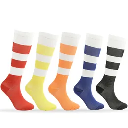 5 PairsLot Adult Nonslip Kneehigh Football Soccer Socks Striped Long Compression Sports Cycling for Men Women 240104