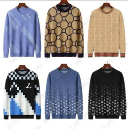 Projektant Autumn Luxury Mens Sweater Pullover Slim Fit Knit Casual Bluza Geometria Letter Patchwork Paris Jacquard wełniany wełniany jumper 3xl xxxl