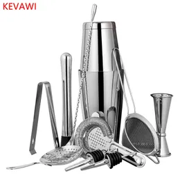 11 Pieces Martini Boston Cocktail Shaker Set Bar Tools Bartending Stainless Steel Accessories 750ml600ml 240104