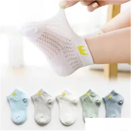 Kids Socks Crown Childrens Summer Thin Mesh Cotton Boys Girls Ankle Baby Boat Sock Drop Delivery Maternity Clothing Dhgm0