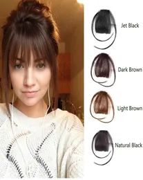 Clip In Bangs Extension Real Human Hair Bangs Hand Tied Hair Bangs with Temples Black Brown1009294