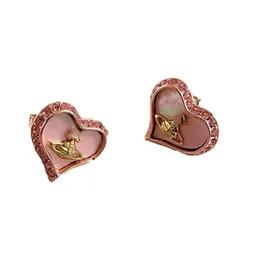 Charm 2024 Charm Ohrstecker Ohrringe Aretes Orecchini West Queen Vivi Pink Drop Nectarine Heart Stud 925 Sier Needle Retro Jewellery Bijou Dhrmg