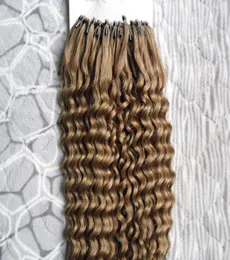 Монгольские кудрявые вьющиеся волосы с микро-петлями для наращивания волос 100 г с микро-кольцами для наращивания волос 1gs 100gpack 100 человеческих микро-бусинок Remy Ha2742441
