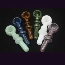 Mini Colorful 12cm Glass Spoon Smoking Pipes Thick heady Newest Gourd Hand Made tobacco dry herb pipe LL