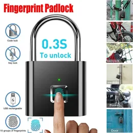 Fingeravtryck Lock Keyless Waterproof Anti-stöld Smart lås Fingeravtryck Hänglås Zinklegering Intelligent säkerhet Elektronisk dörrlås 240104