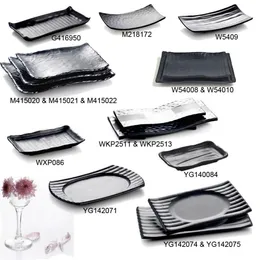 Melamine Dinnerware Dinner Plate Frost Black Rectangle Lrregular Plate Fashion Restaurant Sushi Plates A5 Melamine Tableware6161170