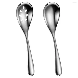 Cuillères 2pcs en acier inoxydable servant des ustensiles de banquet de banquet de dîner de buffet en métal fendu