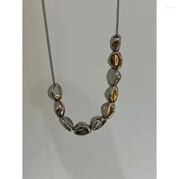 Pendant Necklaces Brass Silver Color Half Beads Chain Necklace Women Jewelry Punk Designer Runway Rare Gown Boho Japan Korean