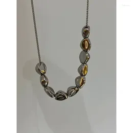 Pendanthalsband mässing Silverfärg Halvpärlor Kedja Halsband Kvinnor smycken Punk Designer Runway sällsynt klänning Boho Japan Korean