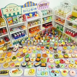 30st mini söta drycker mat miniatyr möbler stormarknad butik hylldocka hus tillbehör för tjej låtsas spela kök leksak 240104