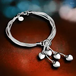 Charme pulseiras moda jóias banhado a prata multicamadas pulseira fina linda pingente qualidade superior atacado e varejo