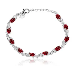 925 Sterling Srebrny Elegancki urok Beauul Crystal Stone Red Biżuteria Moda dla kobiet Bracelet Wedding Bracelets Factory Cena 1927827