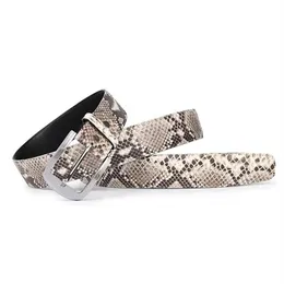 Belts Luxury Authentic Genuine Snakeskin Stainless Steel Silver Pin Buckle Men Belt Exotic Real True Python Leather Male Waists St210q