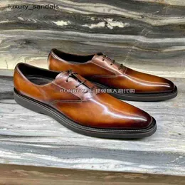 Berluti Mens Dress Shoes أحذية جلدية أحذية كعكة أرنب العميل المشتري الإيطالي Berluti 23 Autumnwinter New Alessio غير رسمي اللون الأحذية أحذية Oxford Men