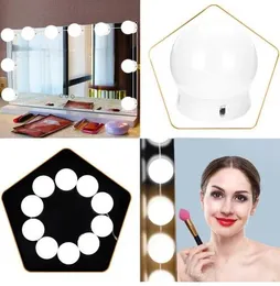 المرايا 10 PCS الغرور LED LED Mirror Light Makeup Comestics Comestics Mirror Light Kits with Dimmmable Lights Bulb Brightness