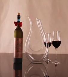 1pc 1500ml Big Crystal Handmade Red Wine Decanter 웨딩 와인 디캔터 레드 유리 와인 디스펜서 Ushaped Decanter Pourers J11023542941