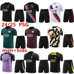 24/25 PSGes tracksuit 2024 2025 PARIS Sportswear training suit Short sleeved suit soccer Jerseys kit uniform chandal adult sweatshirt Sweater sets men kids
