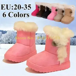 Rozmiar 21-35 6 Kolory Zimowe dzieci grube buty ciepłe buty bawełniane zamszowe zakuczarni dziewczęta chłopcy buty śnieżne buty dla dzieci 240103
