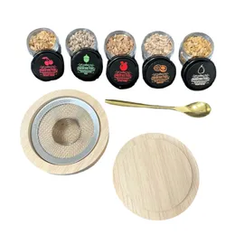 Bar ferramentas cocktail fumante kit para uísque 5 pcs chips de madeira capa queijo e sabor bebida acessórios 230612 gota entrega casa jardim dhf8l