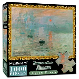 MaxRenard Puzzle 1000 Pezzi per Adulti Monet Sunrise Impression Carta Ecologica Regalo di Natale Giocattolo 240104