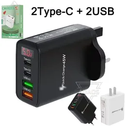 2PD+2USB Multi Port Digital Display LED 5V 3.1A شاحن الكمبيوتر المحمول بالهاتف الاتحاد الأوروبي US UK شواحن الهاتف المحمول المحمولة