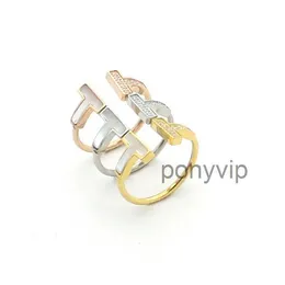 Top Kwaliteit Ringen voor Vrouwen Sieraden Dubbele t Shell Tussen de Diamanten Ring Paar Buitenlandse Handel Modellen Glimlach Set HK3D HK3D A5HT