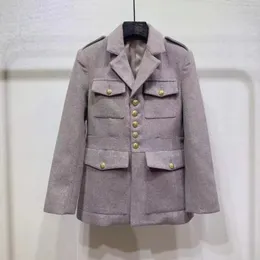 Womens coat CE designer jacket autumn and winter 2023 new high-end luxury retro temperament metal buckle four pockets woolen coat