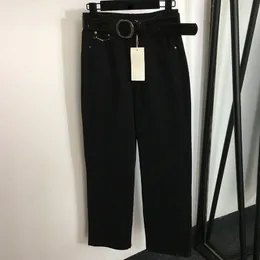 Denim broek met hoge taille Klassieke tailleriembroek Nachtclub Persoonlijkheid Charme Jeans Luxe effen meisjes Jean-broekkleding